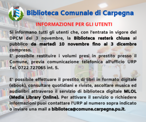 COVID chiusura Biblioteca