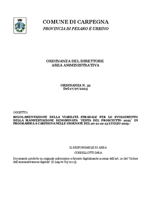 Ordinanza viabilita Festa Prosciutto 2023