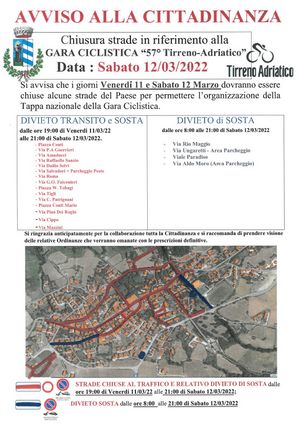 Tirreno Adriatico 2022 viabilita