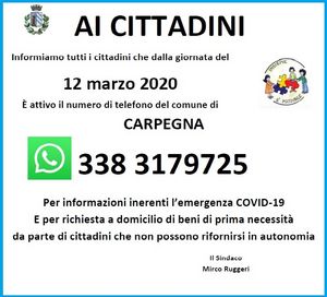 Coronavirus aiuto ai cittadini Carpegna