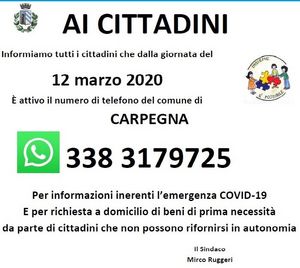 Coronavirus aiuto ai cittadini Carpegna
